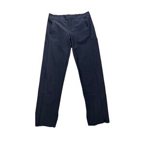 Athleta Stellar Crop Trouser 8T Navy Mid Rise Slit Hem Stretch Work Pant Tall
